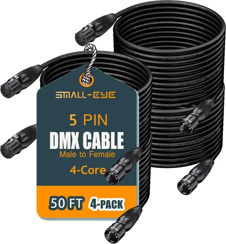 Vista 18 de SMALL-EYE Cable DMX de 5 pines, paquete de 2 unidades de 3 pies, cable de iluminación de escenario macho a hembra de 4 núcleos para controlador