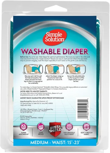 Vista 2 de Simple Solution Pañal lavable para perro hembra, mediano, 1 paquete Dog in Heat, Potty Training, Incontinence Support, Leak Protection, Reusable