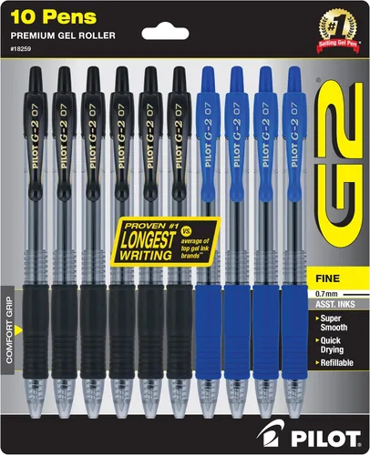 Vista 11 de Bolígrafos Pilot G2 Premium de Gel, punta extra fina de 0.5 mm, bolígrafos de gel negros, paquete de 5 - Ideal para la escuela, escritura en diarios