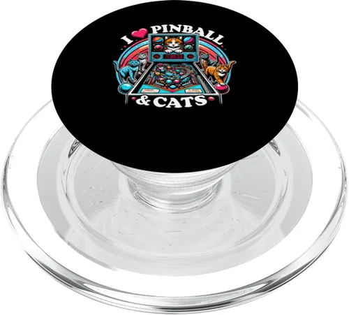 Vista 7 de Pinball and Cats Nostalgia Pinball Wizard Pet Cat Lover PopSockets PopSockets Adhesivo PopGrip