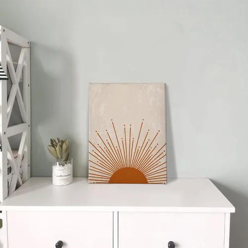 Vista 4 de PHAMTE Lienzo enmarcado bohemio rústico con puesta de sol y puesta de sol naranja para el hogar, baño, habitación de niñas, cocina, oficina