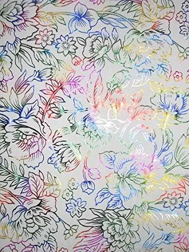 Vista 2 de Poliéster Spandex Multicolor Flores Foil Print Tela por The Yard (negro)