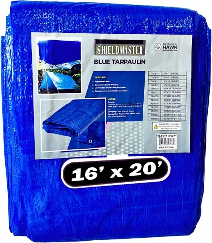 Vista 16 de SHIELDMASTER Cubierta de lona de polietileno azul de 5 x 7 pies 5 mil de grosor Lona 100% impermeable, resistente a los rayos UV, a prueba