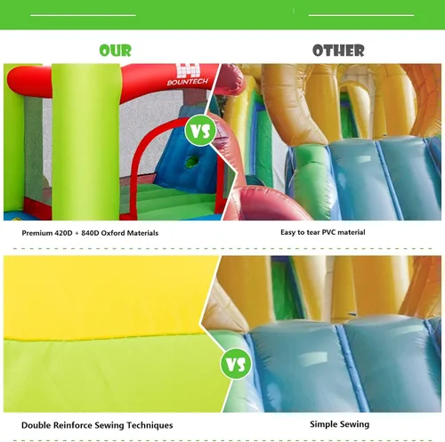 Vista 7 de Costzon - Casa inflable para niños, con tobogán acuático con pared de escalada, zona de salto, piscina pequeña, incluye bolsa de transporte de tela