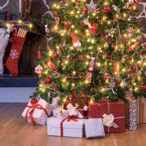 Vista 6 de Honoson Guirnalda de luces de Navidad con cuentas de bayas de 33 pies, guirnalda de luz para chimenea, decoración de chimenea de Navidad, cuentas