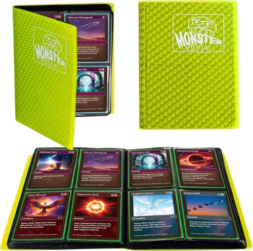 Vista 8 de Monster - Carpeta para tarjetas coleccionables de 4 bolsillos, álbum Holofoil negro, protección TCG antirrobo y anticaídas con bolsillos laterales