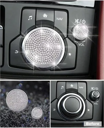 Vista 3 de Bling Media Control - Pomo de volumen brillante para Mazda 3 (2017-2018) Mazda 6 (2016-2021) Mazda CX-3 (2019-2021) Mazda CX-5 (2016-2021) Mazda