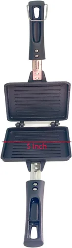 Vista 6 de Sandwichera Estufa superior Parrilla de doble cara Sartén multifunción Sartén Desayuno Sandwich a la parrilla Panini Maker Tostadora de mano