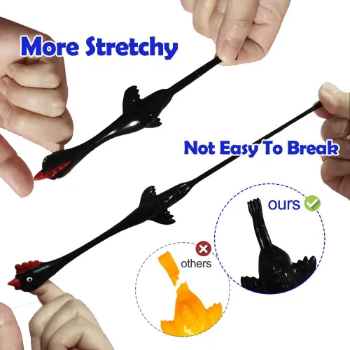 Vista 5 de Slingshot Pollo de goma Pollo Flick Pollo Volador Flingers Stress Gag Toys Stress Gag Toys, tirachinas de pollo de goma, divertidos rellenos