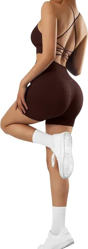 Vista 6 de RXRXCOCO Sujetadores deportivos con espalda cruzada para mujer, con relleno extraíble, paquete de 2 brasieres de entrenamiento sexy con tirantes