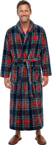 Vista 19 de Alexander Del Rossa Bata de baño de vellón afelpado suave, con capucha, para hombre, bata larga y cálida Verde militar