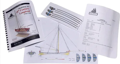 Vista 7 de Model Shipways 18th Century Longboat Kit de modelo de madera 1:48 – Nivel principiante a intermedio – Plancha en marco – Kit modelo de barco