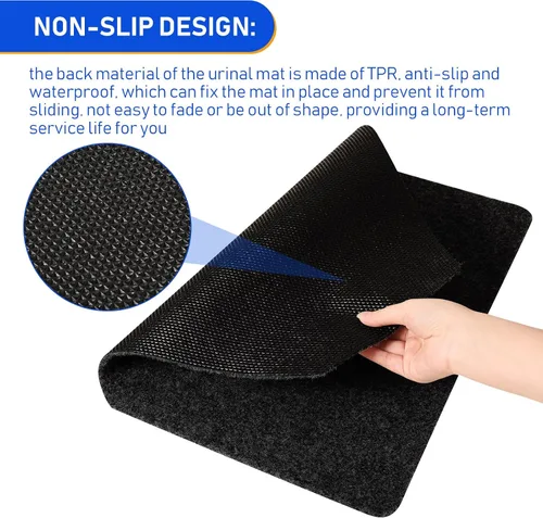 Vista 4 de Nuanchu Paquete de 6 tapetes para orinario para hombres, antideslizantes, para uso comercial, altamente absorbentes, almohadillas de baño para baño
