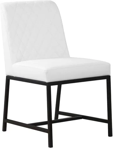 Vista 5 de Meridian Furniture Bryce Collection Modern - Silla de comedor tapizada de piel sintética contemporánea con patas de metal negro mate, juego de 2