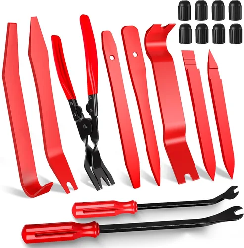 Vista 10 de Herramienta de extracción de clips, juego de 3 alicates de clip, removedor de sujetadores, kit de herramientas de extracción de molduras Rojo