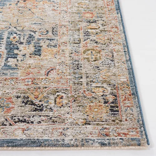 Vista 3 de SAFAVIEH Silverado Collection - Alfombra para pasillo, 2 x 8 pies, azul y óxido, diseño vintage envejecido, no desprende pelusa y de fácil cuidado