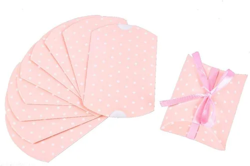 Vista 4 de AKOAK 50 cajas de almohada creativas de punto ondulado para boda, caja de regalo de dulces, adecuada para bodas, cumpleaños y Navidad (azul claro)