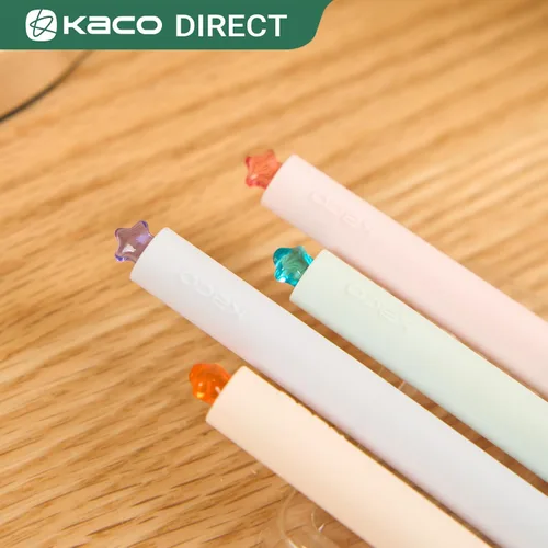 Vista 4 de Kaco FIRST Bolígrafos de gel lindos de papelería, tinta negra, 0.7 mm de punta media, bonitos bolígrafos con estrellas para diarios