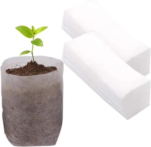 Vista 12 de gardtree Bolsas para vivero de plantas de 7.8" x 8.6" 100 unidades, bolsas de cultivo de plantas biodegradables de tela no tejida, macetas Blanco
