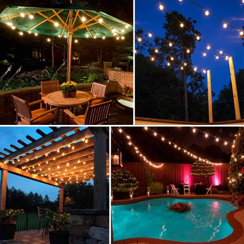 Vista 7 de Luces de cadena de patio al aire libre de 18 pies, cadena de luz comercial