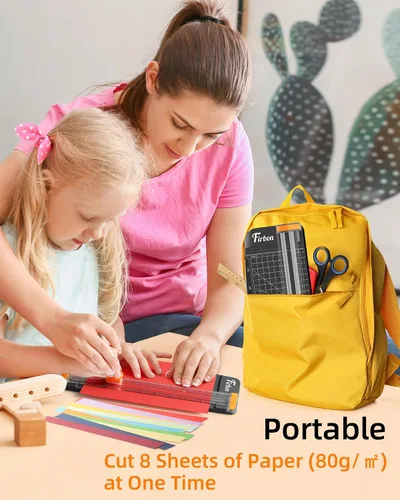 Vista 2 de Firbon - Cortador de papel negro A5, cortador de papel pequeño y recto con regla lateral para manualidades de álbumes de recortes, papel, cupones