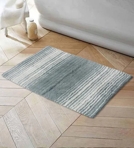 Vista 37 de Home Weavers Gradation Collection - Alfombra de baño 100% algodón, suave y absorbente, antideslizante, lavable a máquina, rectangular, 17 x 24 Beige