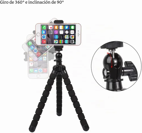 Vista 3 de Ruittos - Mini trípode para teléfono, flexible, de alta calidad, compatible con iPhone Samsung Go Pro, cámara digital pequeña, color negro