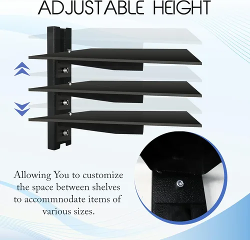Vista 3 de FEBTECH - Estantes centrales de entretenimiento de pared - Estante para proyector - Estantes flotantes para TV, reproductores de DVD, consolas