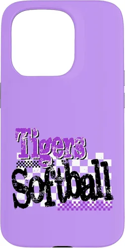 Vista 14 de Tigers Softball Mom Purple Tiger Pride Game Day School Case for iPhone 17