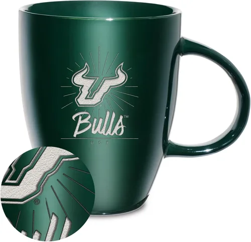 Vista 108 de Rico Industries - Taza de lustre cerámico con grabado láser de la NCAA de 18oz - Café-Té