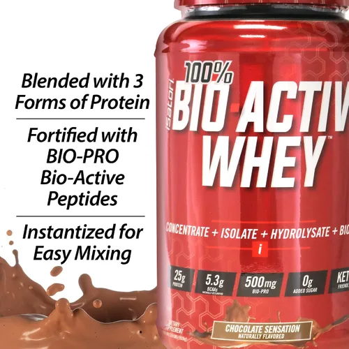 Vista 6 de iSatori 100% proteína de suero bio-activa sabor a chocolate - 26 porciones
