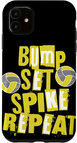Vista 6 de iPhone XR Parents Girls Volleyball Bump Set Spike Repeat Yellow & Gray Case