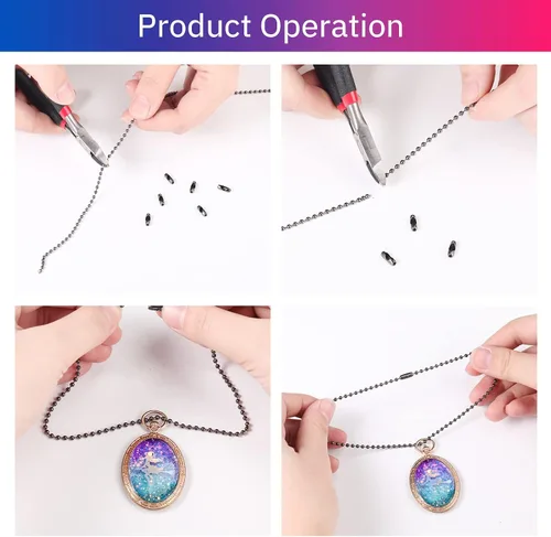 Vista 7 de Mudder Cadenas de collar de bolas de 65 pies, rollo de cadena de eslabones de cuentas de 0.157 pulgadas con 40 conectores de bola y alicates