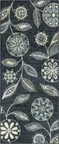 Vista 9 de Maples Rugs Reggie - Alfombra bohemia con estampado floral, 1 pies 8 Gris oscuro