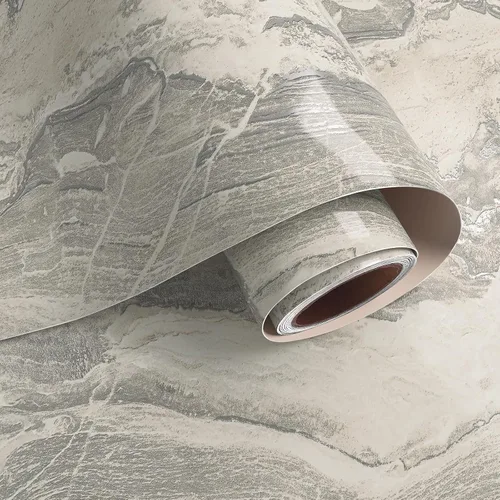 Vista 11 de VaryPaper Papel tapiz de mármol brillante de 15.7''x78.7'', beige-gris-dorado, despegar y pegar, autoadhesivo, grueso, duradero, removible