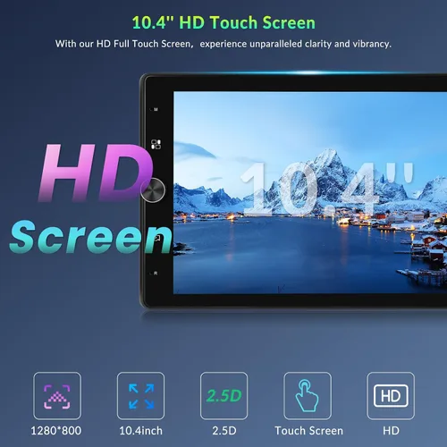 Vista 7 de Estéreo de coche con pantalla táctil Single Din de 10.4 pulgadas con Carplay inalámbrico y Android Auto, radio de coche ajustable con Bluetooth