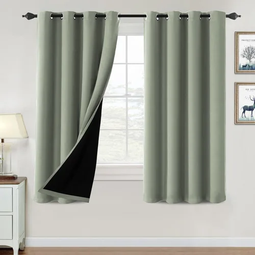 Vista 155 de H.VERSAILTEX Cortinas 100% de opacidad para dormitorio, con aislamiento térmico, cortinas opacas de 63 pulgadas de largo, cortinas de bloqueo
