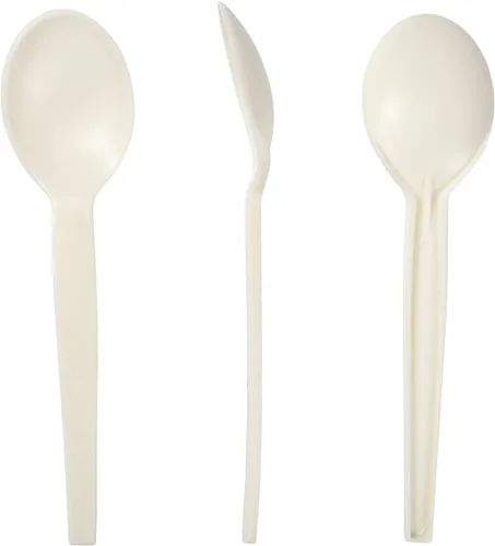Vista 3 de AmerCareRoyal - Cucharas de sopa desechables de almidón y polipropileno sin envolver para restaurantes y catering, 7 pulgadas, color blanco, paquete