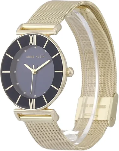Vista 4 de Anne Klein Reloj pulsera de malla acentuada con purpurina para mujer