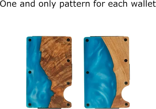 Vista 4 de GOGOJSM CARTERA DE MADERA Y RESINA CON CLIP DE DINERO, Robo, Minimalista
