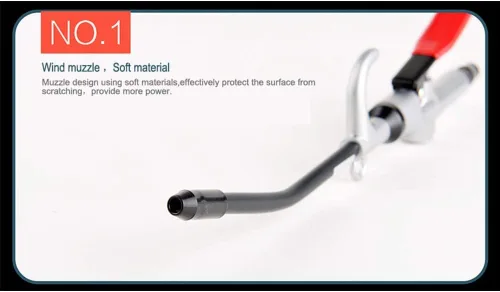 Vista 3 de Beduan Pistola de aire de alto volumen con protector de goma de aluminio Boquilla de flujo de aire Accesorios de compresor de aire Herramienta
