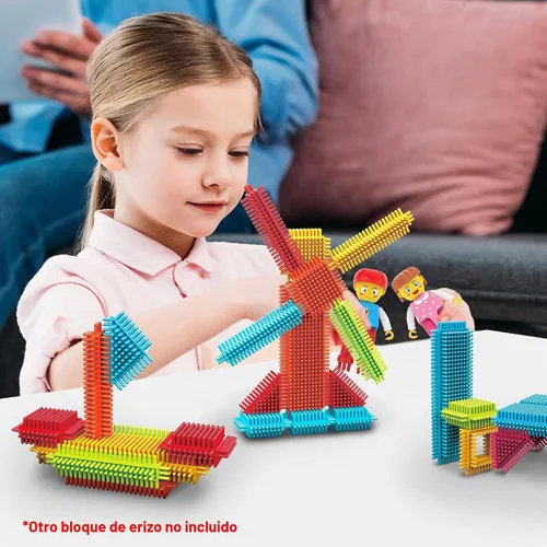 Vista 2 de Picasso Toys Bloques de Erizo 4 Figuras de Personajes de Acción Familiar Juguete para Niños Pequeños Construcción Bloques de Baldosas Paquete