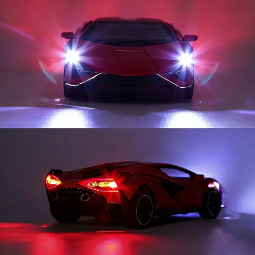 Vista 7 de SASBSC Coches de juguete Lamb para niños Sian Modelo de coche de metal fundido a presión con luz y sonido Fkp3 Coche de juguete tirando hacia atrás