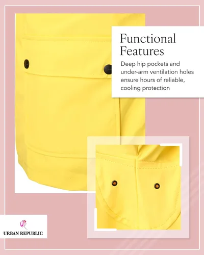 Vista 4 de URBAN REPUBLIC Chubasquero para mujer, chaqueta impermeable rompevientos (S-3XL)