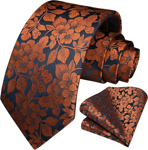 Vista 26 de Corbatas florales tejidas clásicas para hombre, corbata cuadrada de bolsillo, corbatas formales para hombres, boda con pañuelo