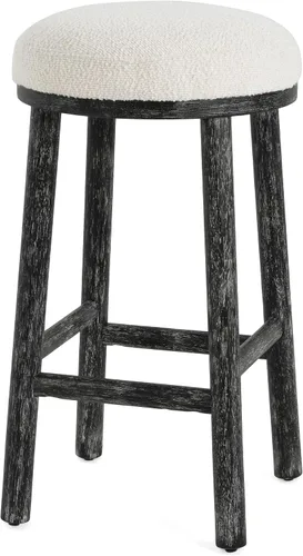 Vista 6 de Christopher Knight Home Aubrie - Juego de 2 taburetes de bar redondos de tela Boucle para isla de cocina, silla de comedor de madera sin espalda