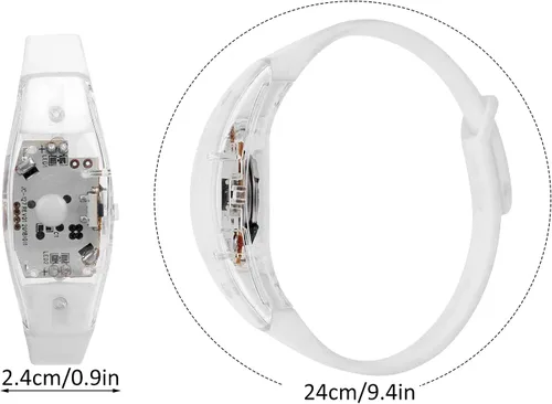Vista 2 de plplaaoo Pulsera LED, pulsera LED de ciclismo, pulsera de silicona ajustable con luz LED, luces de correr para corredores, bandas reflectantes