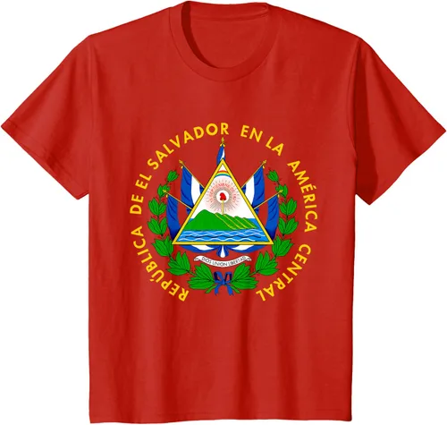 Vista 3 de Camiseta con diseño de emblema de la bandera de El Salvador
