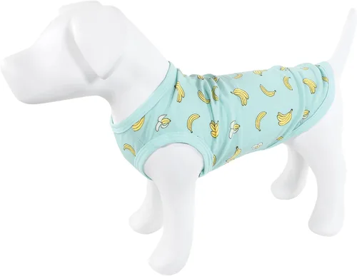Vista 4 de Luvable Friends Camisetas de algodón para perros y gatos, 2 unidades, camuflaje plátano, talla XS