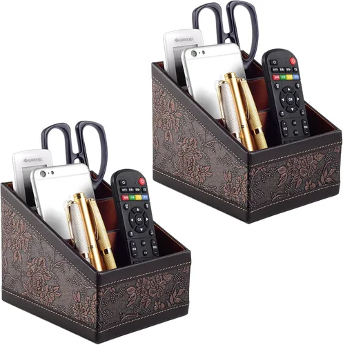 Vista 9 de Soporte para control remoto de TV con 3 compartimentos, almacenamiento de accesorios multimedia, caja de almacenamiento, estante de almacenamiento